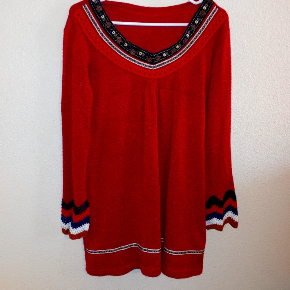 Art to wear lagenlook crochet detail sweater dress